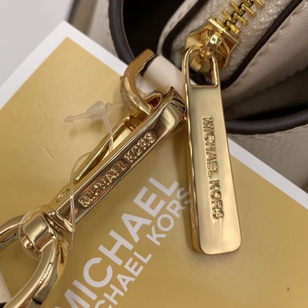 Michael Kors Daria Large Satchel Bag Leather Light Cream - Picture 8 of 15